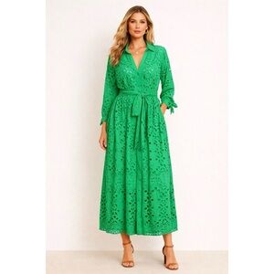 LILLY PULITZER Green Eyelet Midi Dress